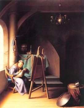 格裡特 道 Man Writing by an Easel 格裡特 道 Man Writing by an Easel